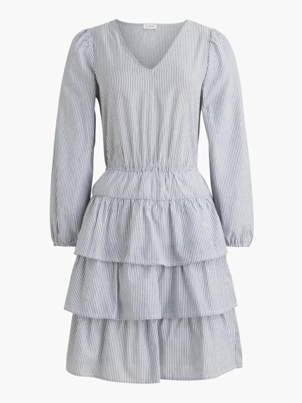 J. Crew Striped Long-Sleeve Tiered Mini Dress Size 12